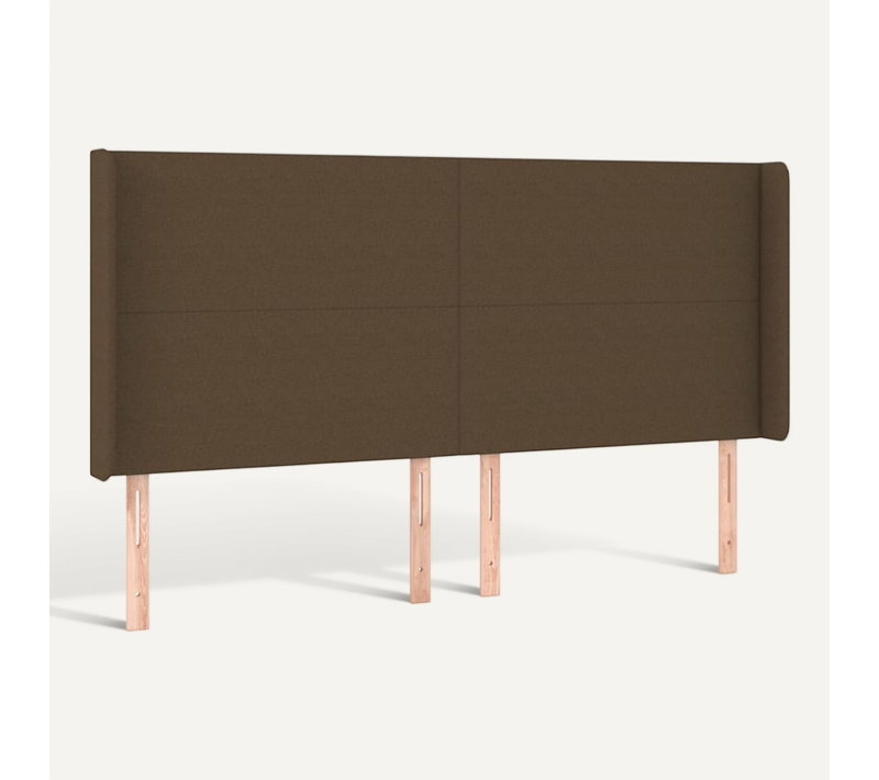 Tête De Lit Avec Oreilles Marron Foncé 163x16x118/128 Cm Tissu