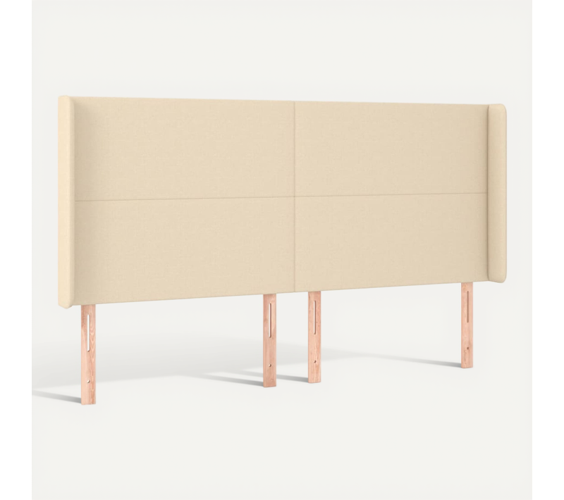 Tête De Lit Avec Oreilles Crème 163x16x118/128 Cm Tissu