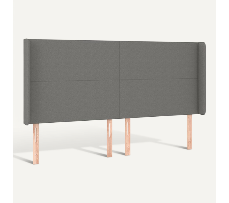 Tête De Lit Avec Oreilles Gris Foncé 183x16x118/128 Cm Tissu
