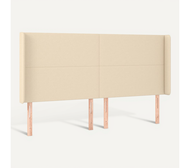 Tête De Lit Avec Oreilles Crème 183x16x118/128 Cm Tissu
