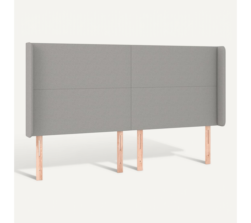 Tête De Lit Avec Oreilles Gris Clair 203x16x118/128 Cm Tissu