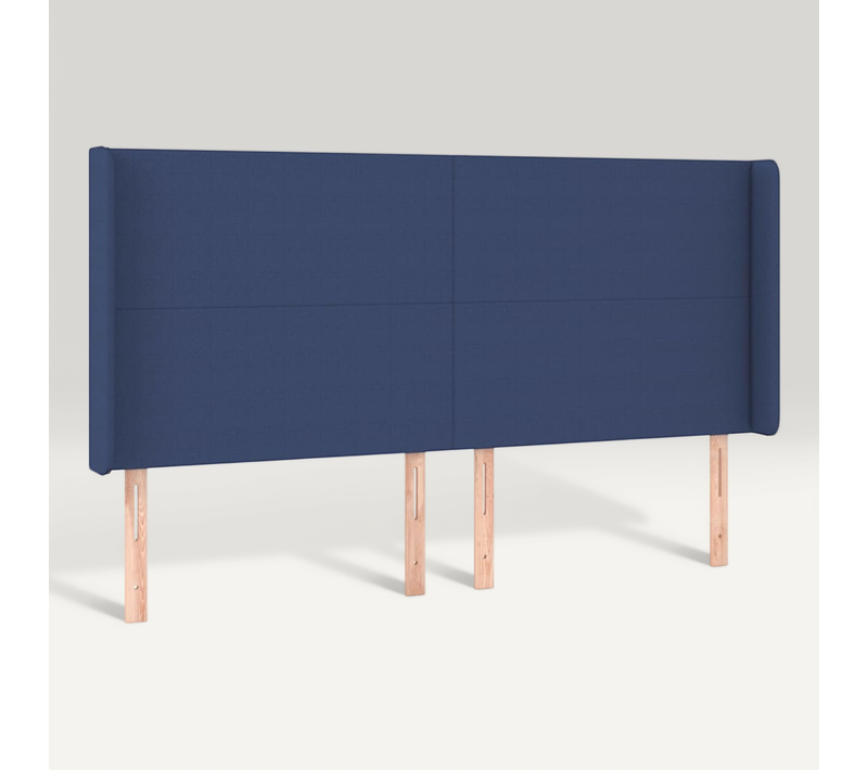 Tête De Lit Avec Oreilles Bleu 203x16x118/128 Cm Tissu