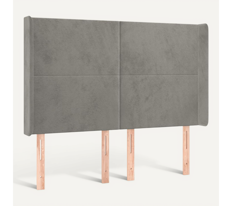 Tête De Lit Avec Oreilles Gris Clair 147x16x118/128 Cm Velours