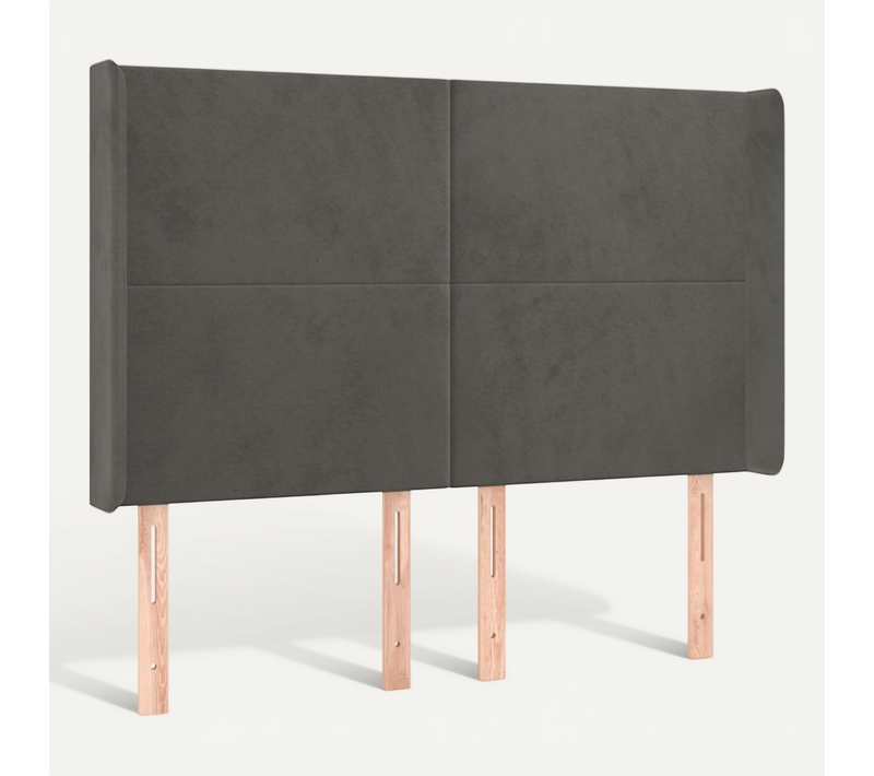 Tête De Lit Avec Oreilles Gris Foncé 147x16x118/128 Cm Velours