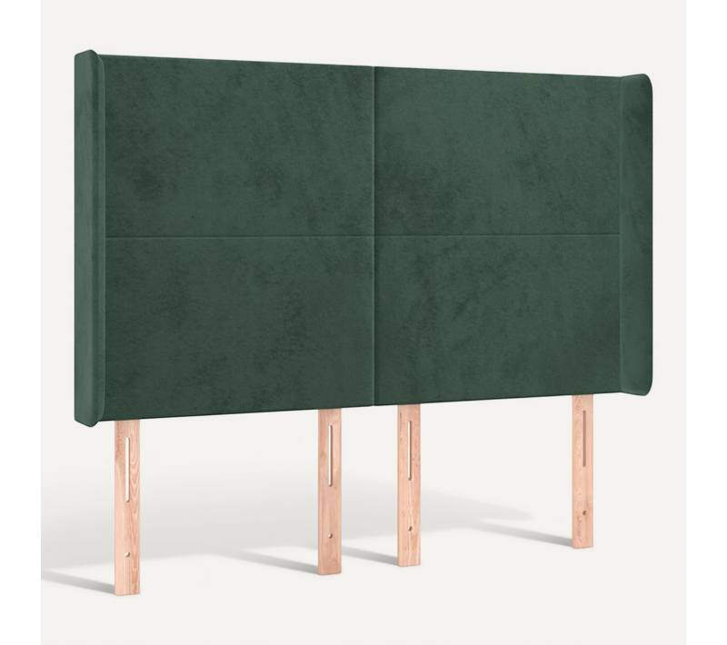 Tête De Lit Avec Oreilles Vert Foncé 147x16x118/128 Cm Velours