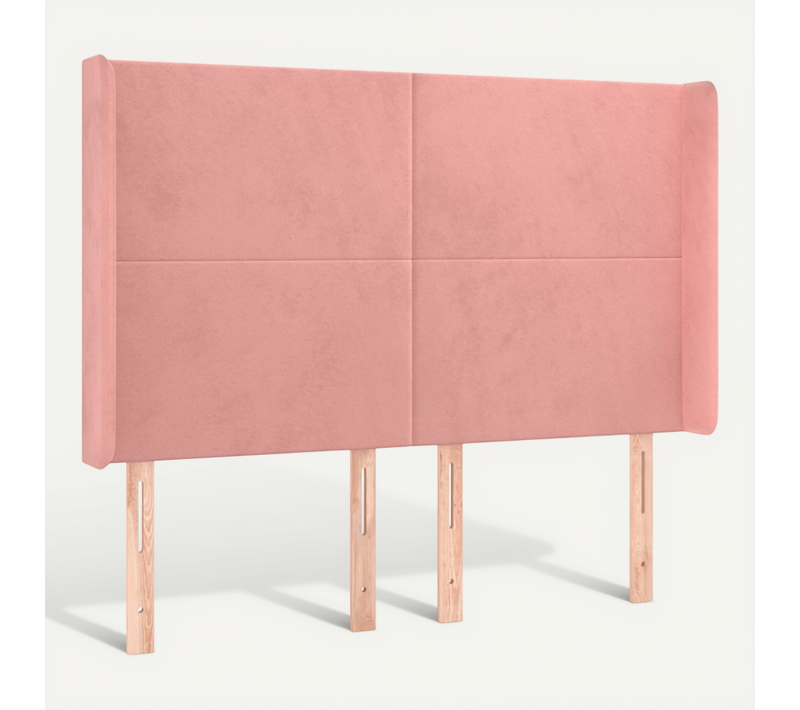 Tête De Lit Avec Oreilles Rose 147x16x118/128 Cm Velours