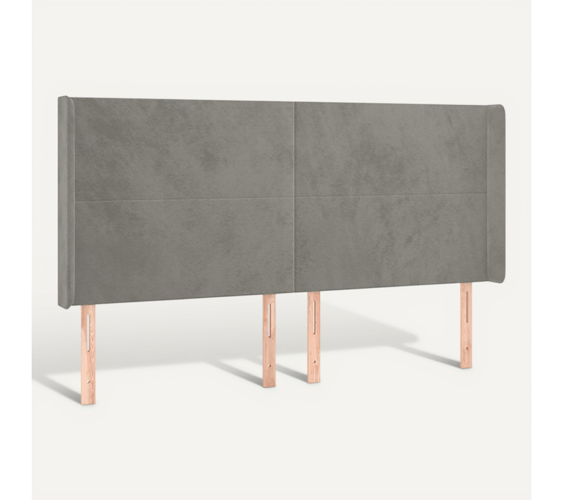 Tête De Lit Avec Oreilles Gris Clair 163x16x118/128 Cm Velours