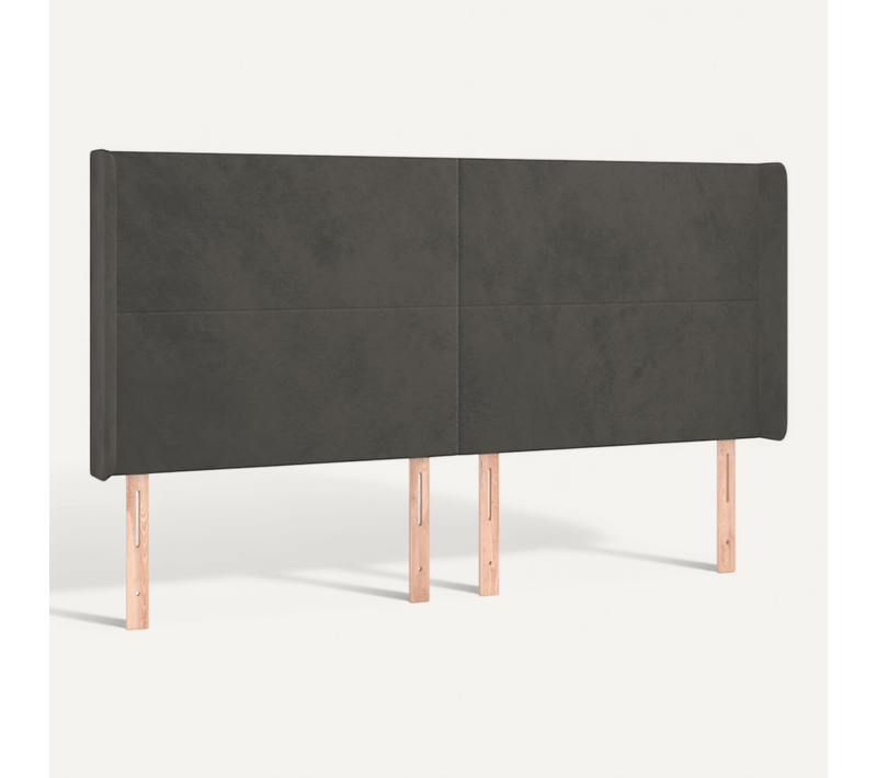 Tête De Lit Avec Oreilles Gris Foncé 163x16x118/128 Cm Velours