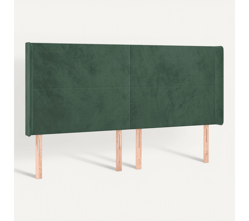 Tête De Lit Avec Oreilles Vert Foncé 163x16x118/128 Cm Velours
