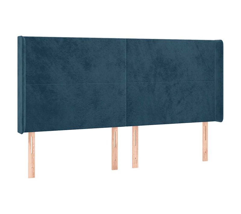 Tête De Lit Avec Oreilles Bleu Foncé 163x16x118/128 Cm Velours
