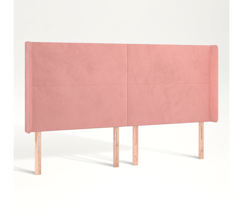 Tête De Lit Avec Oreilles Rose 163x16x118/128 Cm Velours