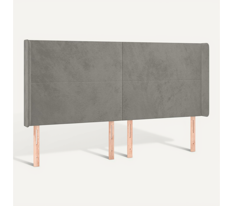 Tête De Lit Avec Oreilles Gris Clair 183x16x118/128 Cm Velours