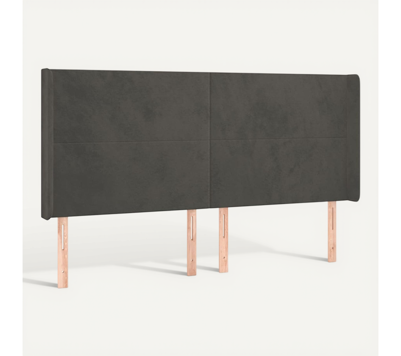 Tête De Lit Avec Oreilles Gris Foncé 183x16x118/128 Cm Velours