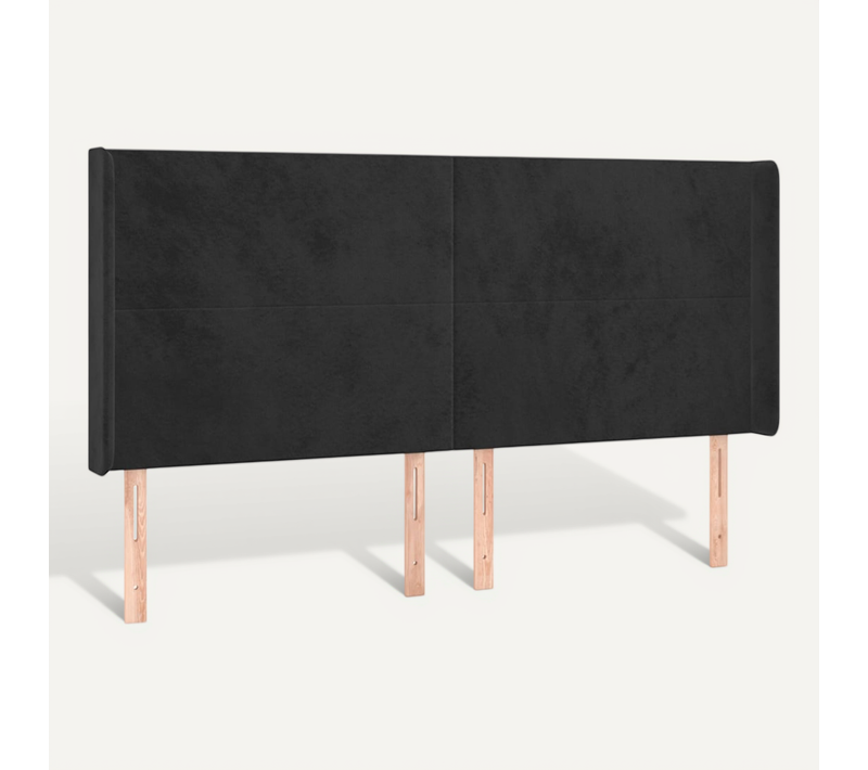 Tête De Lit Avec Oreilles Noir 183x16x118/128 Cm Velours