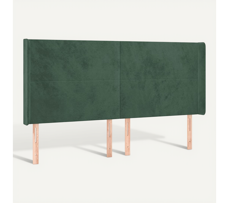 Tête De Lit Avec Oreilles Vert Foncé 183x16x118/128 Cm Velours