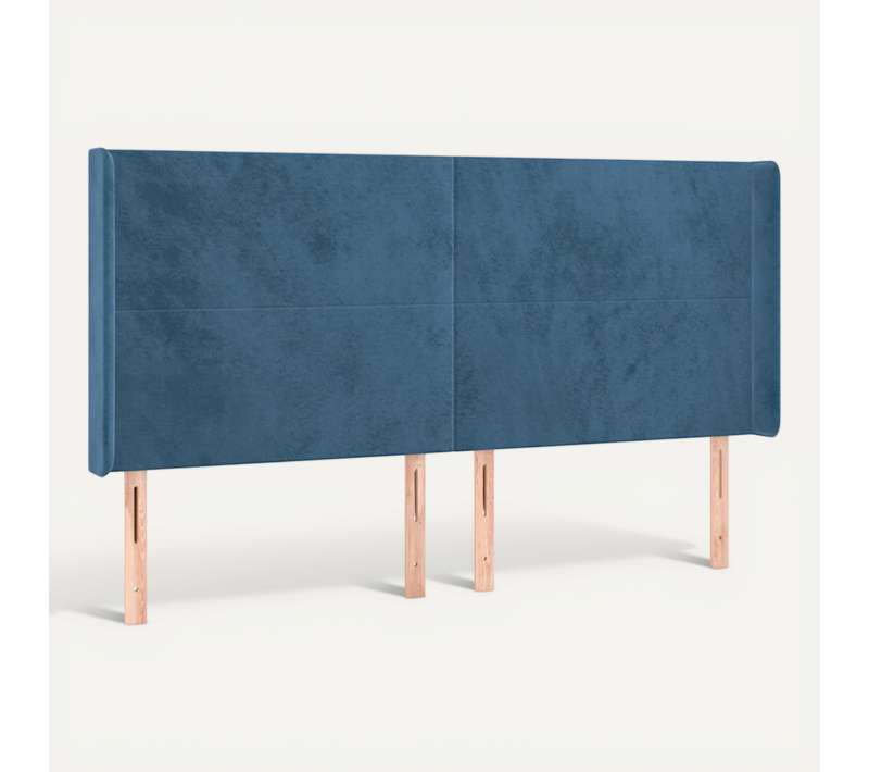 Tête De Lit Avec Oreilles Bleu Foncé 183x16x118/128 Cm Velours