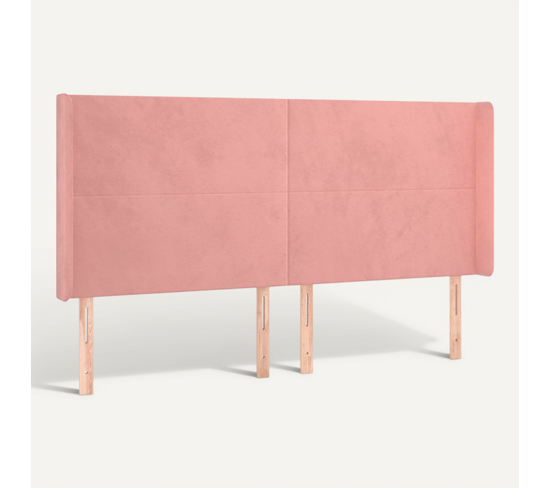 Tête De Lit Avec Oreilles Rose 183x16x118/128 Cm Velours