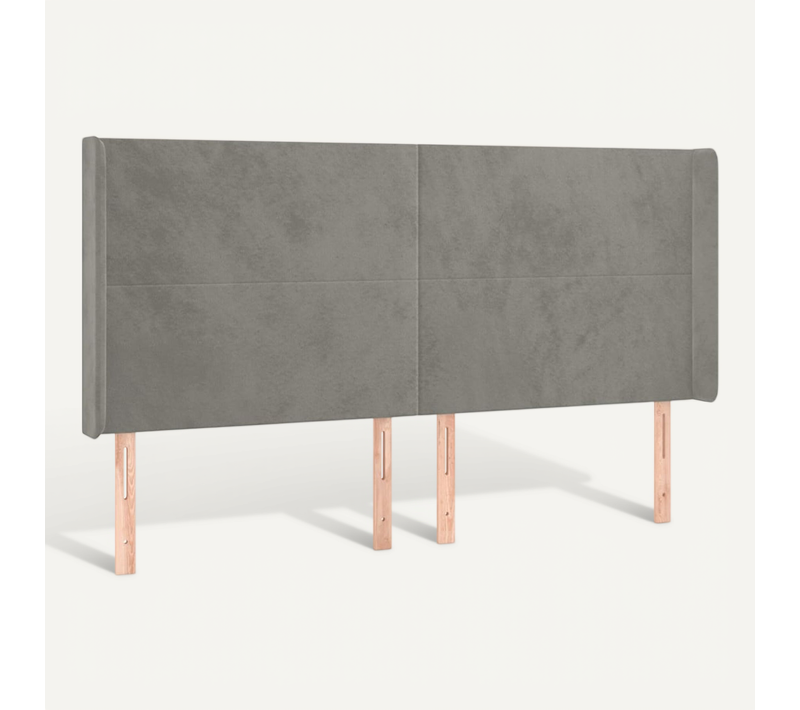 Tête De Lit Avec Oreilles Gris Clair 203x16x118/128 Cm Velours