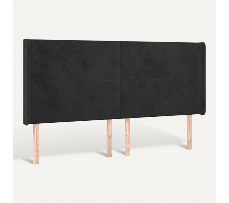 Tête De Lit Avec Oreilles Noir 203x16x118/128 Cm Velours