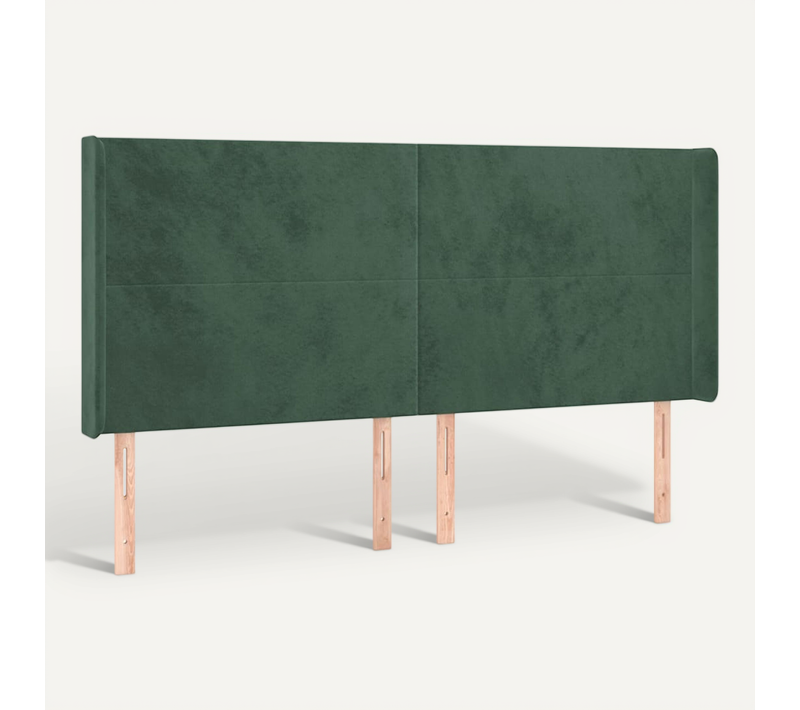 Tête De Lit Avec Oreilles Vert Foncé 203x16x118/128 Cm Velours