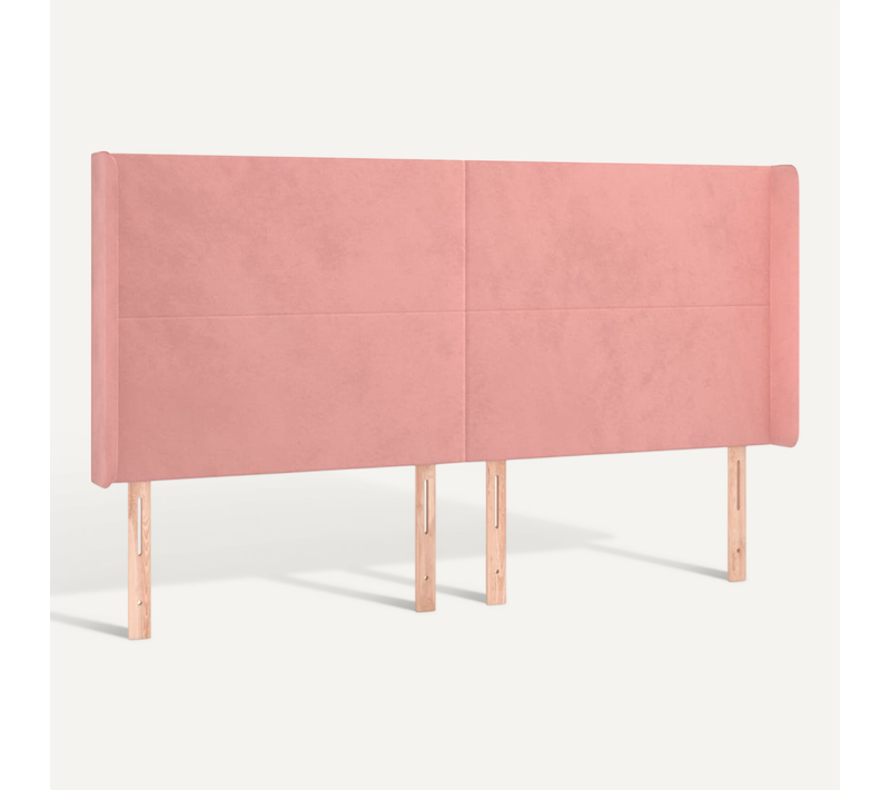 Tête De Lit Avec Oreilles Rose 203x16x118/128 Cm Velours