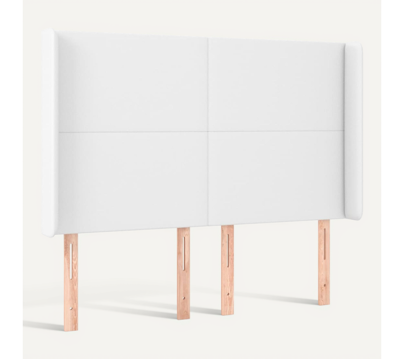 Tête De Lit Avec Oreilles Blanc 147x16x118/128 Cm Simili