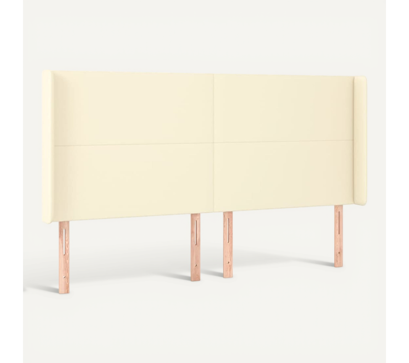 Tête De Lit Avec Oreilles Crème 163x16x118/128 Cm Simili