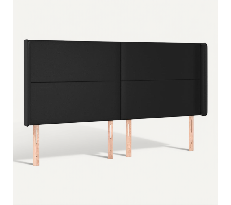 Tête De Lit Avec Oreilles Noir 183x16x118/128 Cm Similicuir