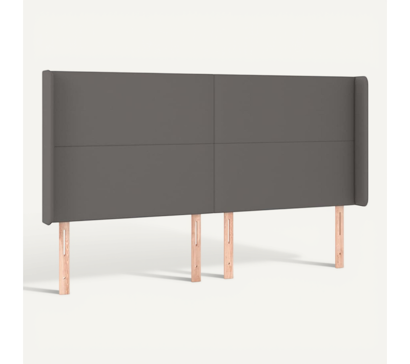 Tête De Lit Avec Oreilles Gris 183x16x118/128 Cm Simili