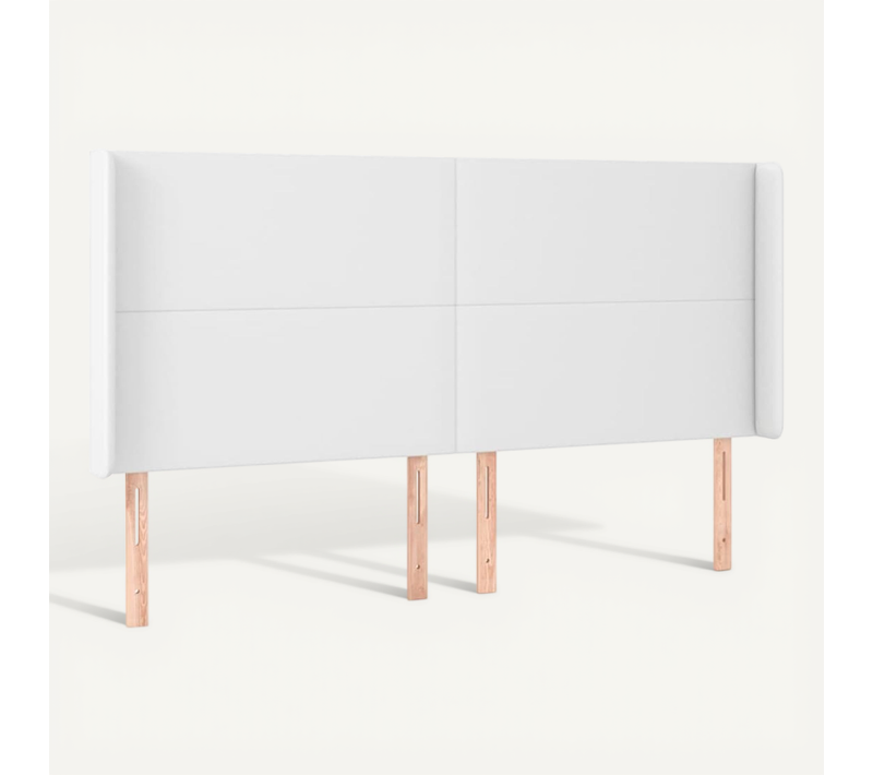 Tête De Lit Avec Oreilles Blanc 203x16x118/128 Cm Simili