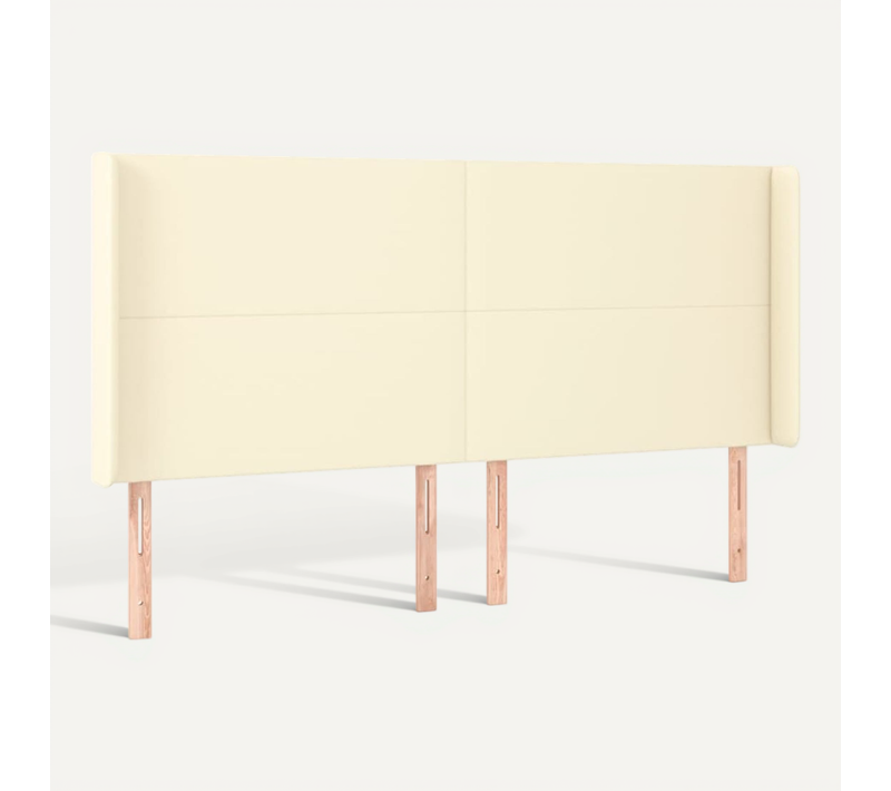 Tête De Lit Avec Oreilles Crème 203x16x118/128 Cm Simili