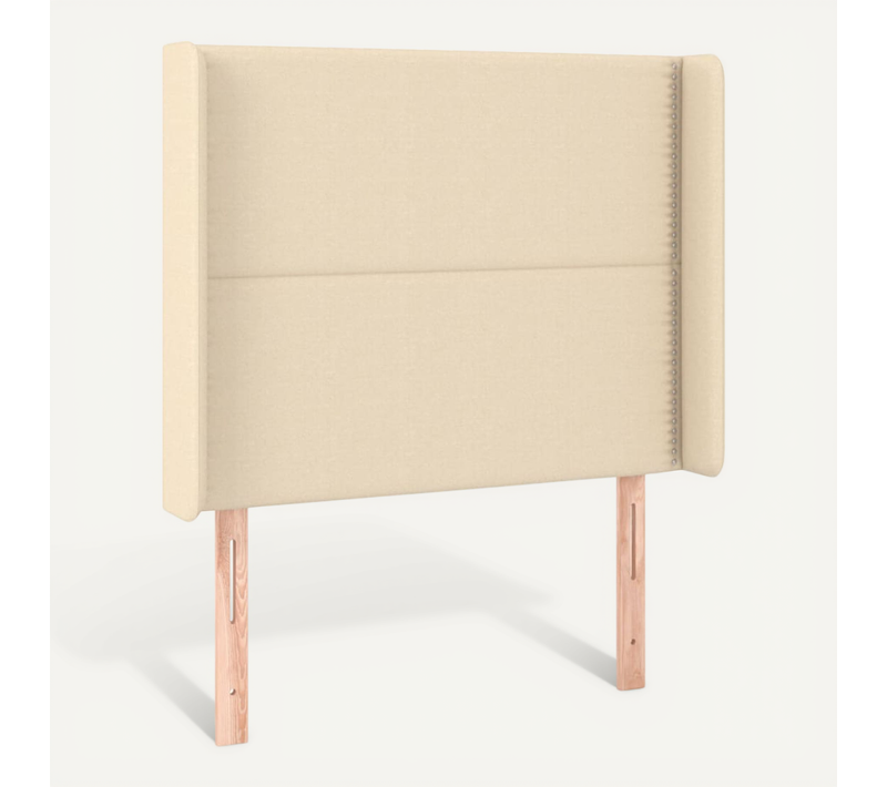 Tête De Lit Avec Oreilles Crème 93x16x118/128 Cm Tissu