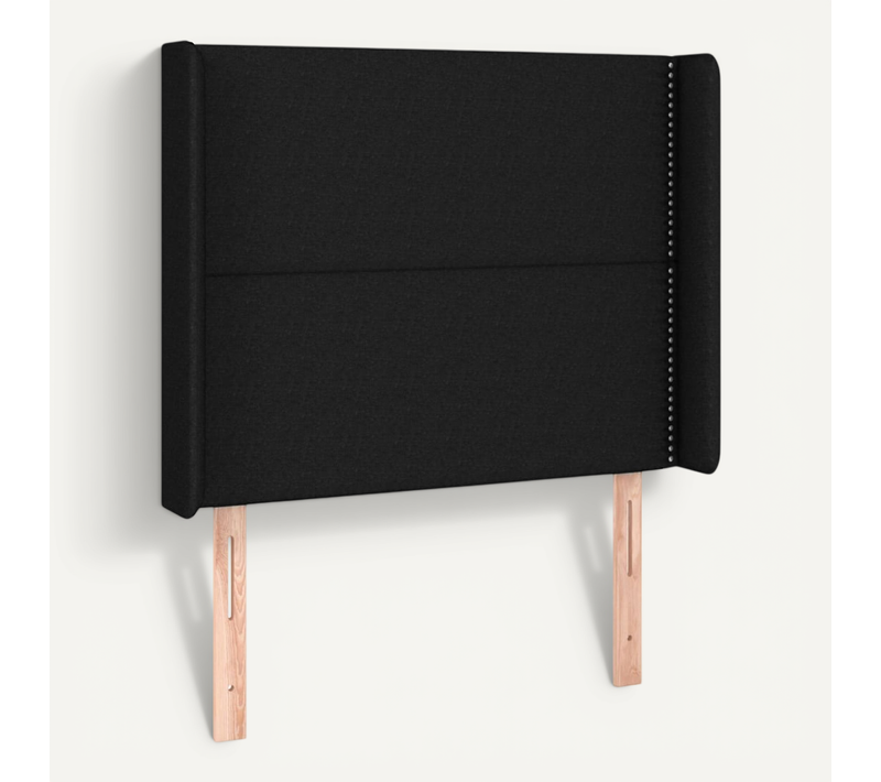 Tête De Lit Avec Oreilles Noir 103x16x118/128 Cm Tissu