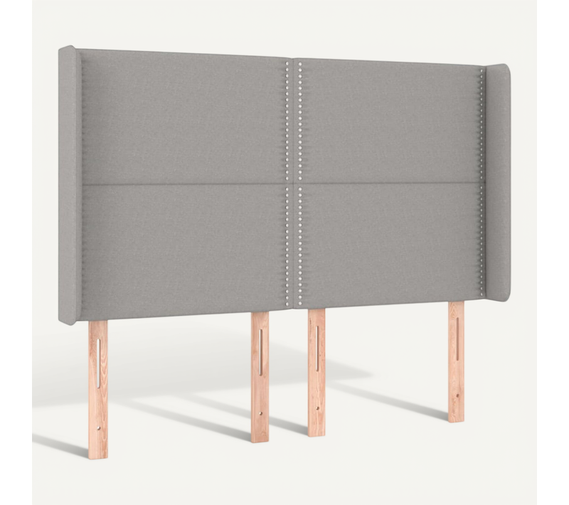 Tête De Lit Avec Oreilles Gris Clair 147x16x118/128 Cm Tissu
