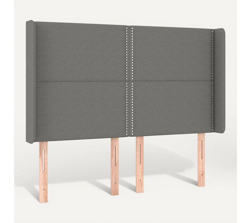 Tête De Lit Avec Oreilles Gris Foncé 147x16x118/128 Cm Tissu
