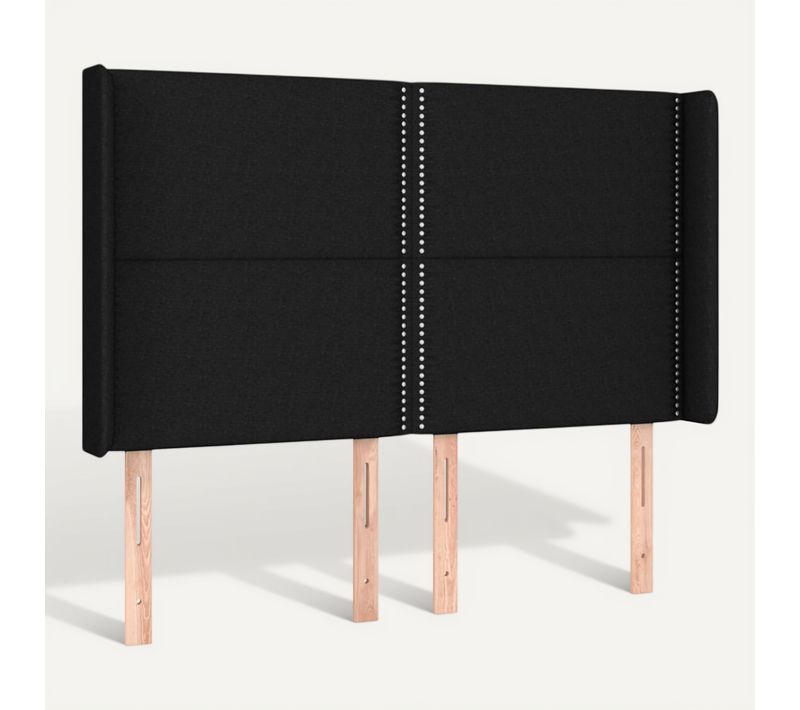 Tête De Lit Avec Oreilles Noir 147x16x118/128 Cm Tissu