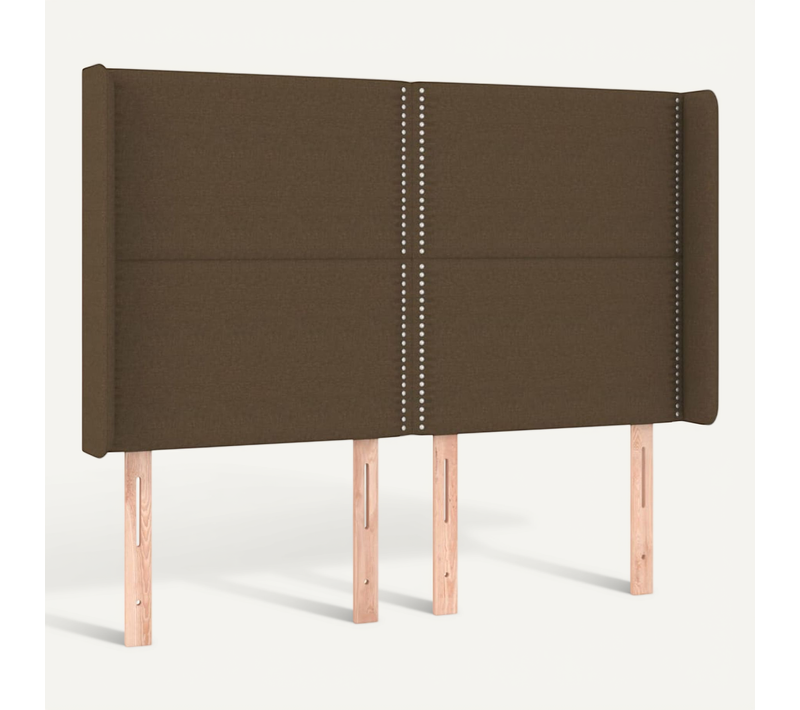 Tête De Lit Avec Oreilles Marron Foncé 147x16x118/128 Cm Tissu