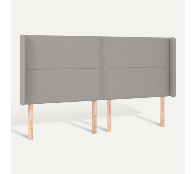 Tête De Lit Avec Oreilles Gris Clair 183x16x118/128 Cm Tissu
