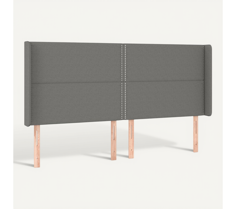 Tête De Lit Avec Oreilles Gris Foncé 183x16x118/128 Cm Tissu