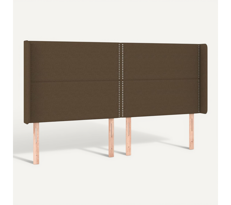 Tête De Lit Avec Oreilles Marron Foncé 183x16x118/128 Cm Tissu