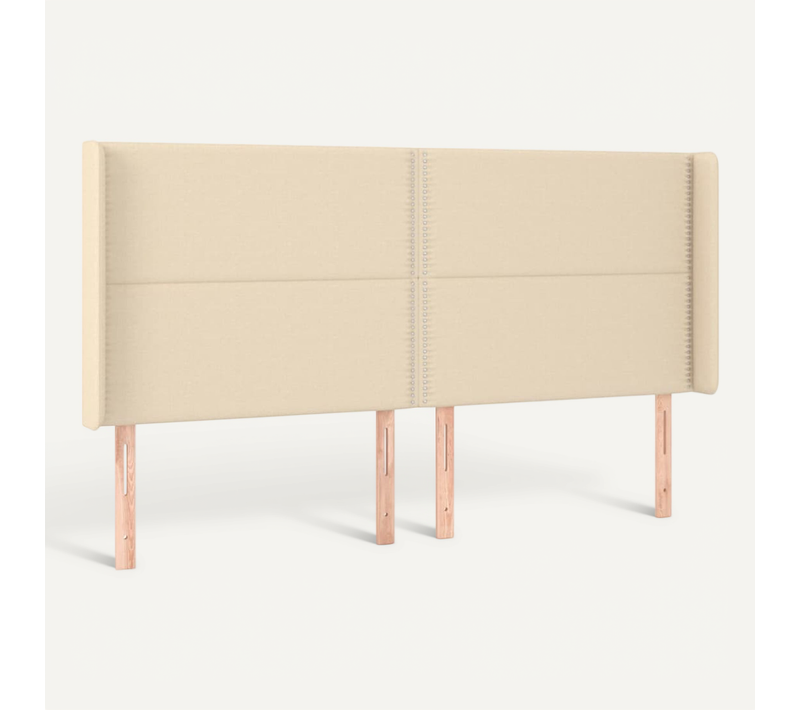 Tête De Lit Avec Oreilles Crème 183x16x118/128 Cm Tissu