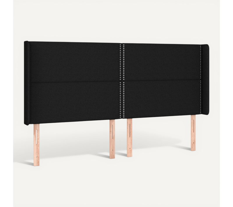 Tête De Lit Avec Oreilles Noir 203x16x118/128 Cm Tissu
