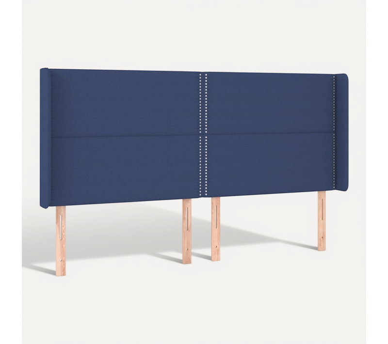 Tête De Lit Avec Oreilles Bleu 203x16x118/128 Cm Tissu