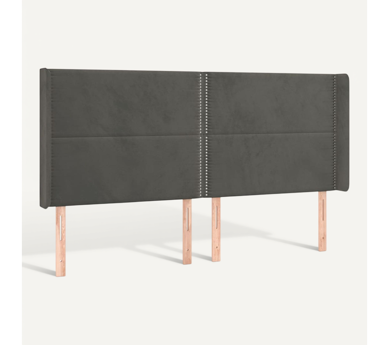 Tête De Lit Avec Oreilles Gris Foncé 163x16x118/128 Cm Velours