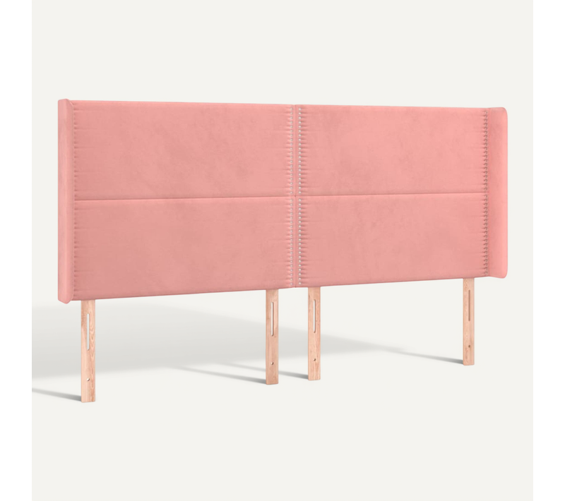 Tête De Lit Avec Oreilles Rose 163x16x118/128 Cm Velours