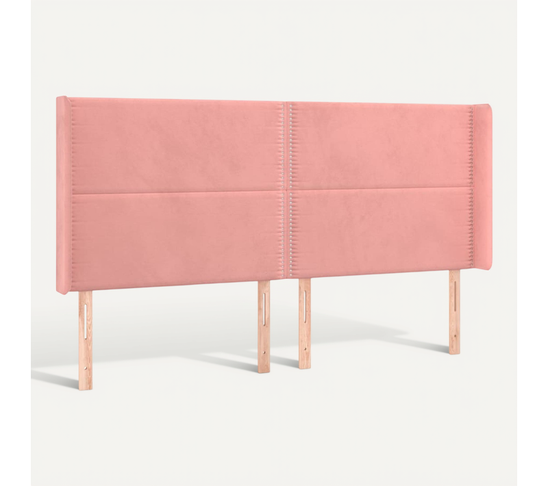 Tête De Lit Avec Oreilles Rose 203x16x118/128 Cm Velours