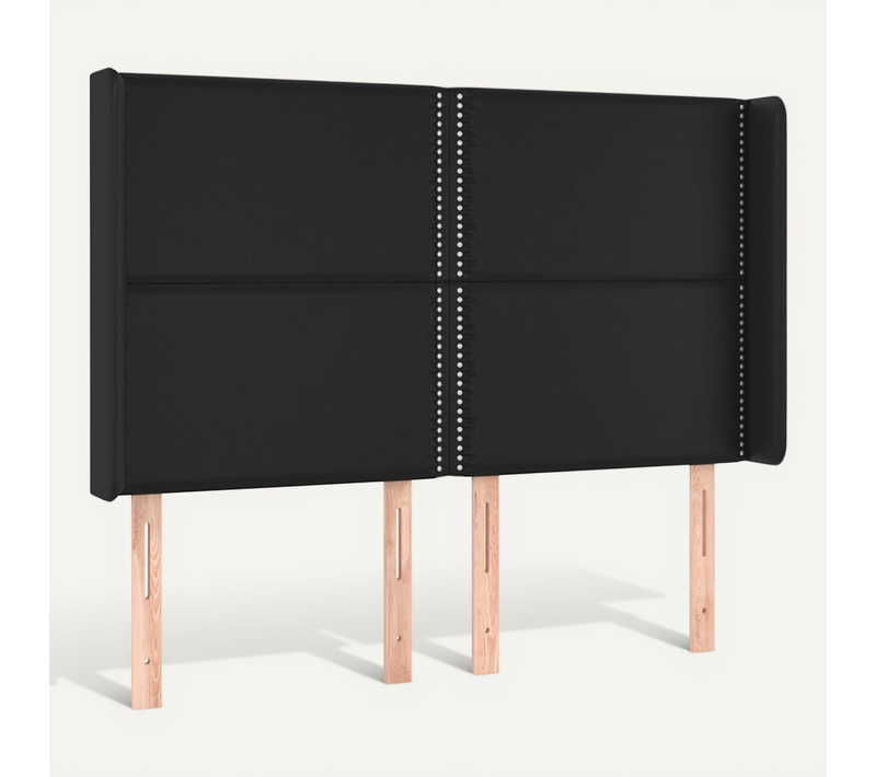 Tête De Lit Avec Oreilles Noir 147x16x118/128 Cm Simili