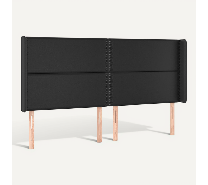 Tête De Lit Avec Oreilles Noir 183x16x118/128 Cm Simili