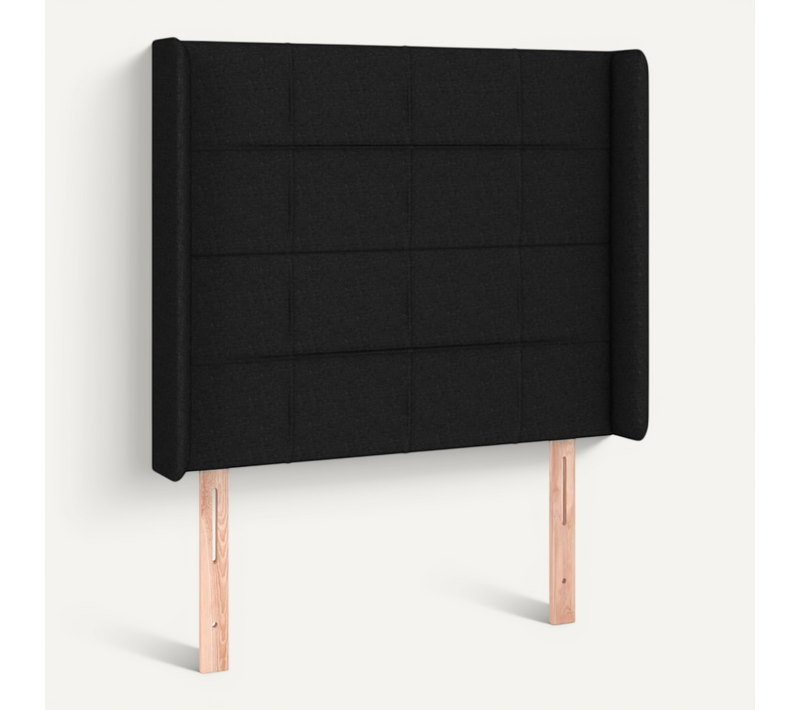 Tête De Lit Avec Oreilles Noir 103x16x118/128 Cm Tissu