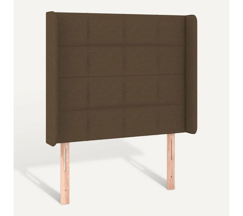 Tête De Lit Avec Oreilles Marron Foncé 103x16x118/128 Cm Tissu